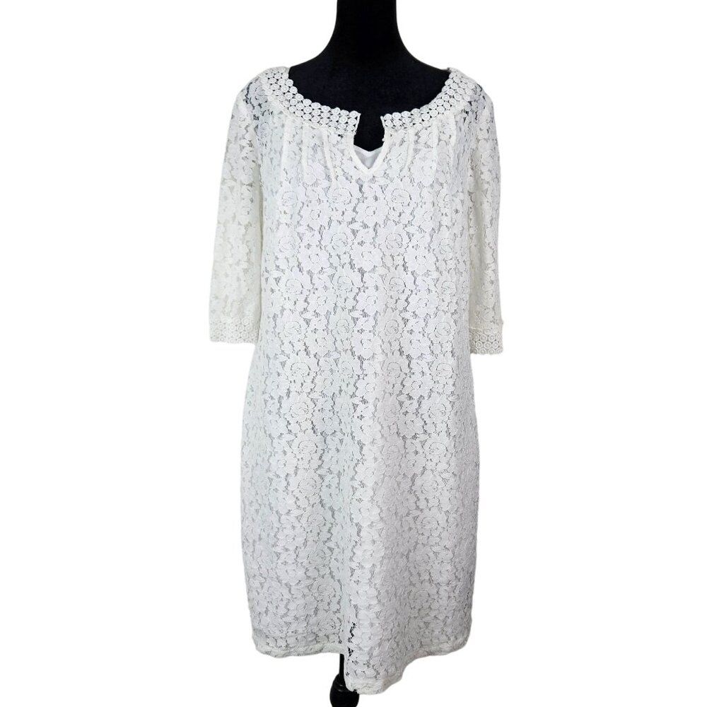 Nicole Miller Womens Vintage Style White Lace Dress Size 10 With Slip Wedding 2